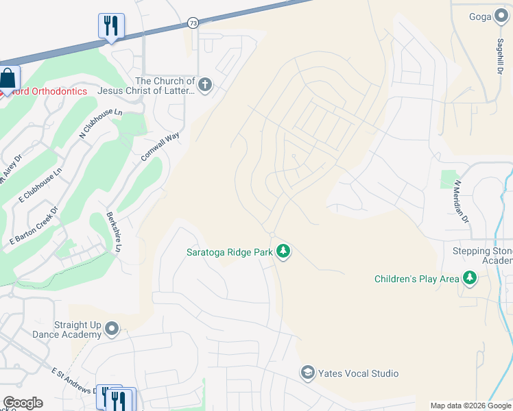 map of restaurants, bars, coffee shops, grocery stores, and more near North Alta View Drive in Saratoga Springs