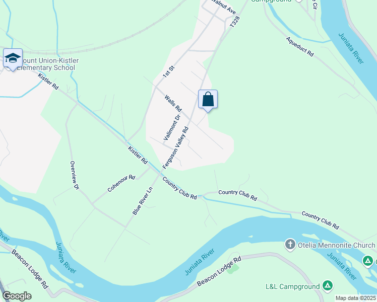 map of restaurants, bars, coffee shops, grocery stores, and more near 50 Club Drive in Mount Union