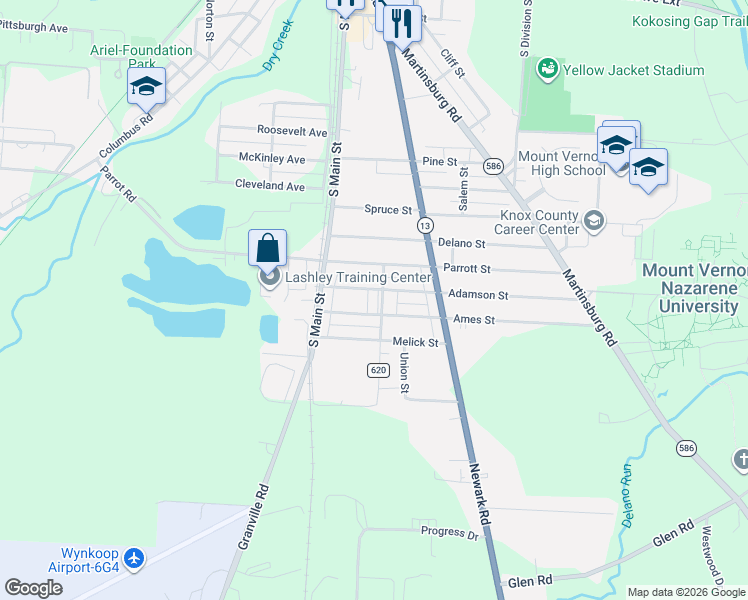 map of restaurants, bars, coffee shops, grocery stores, and more near 107 Fairmont Avenue in Mount Vernon