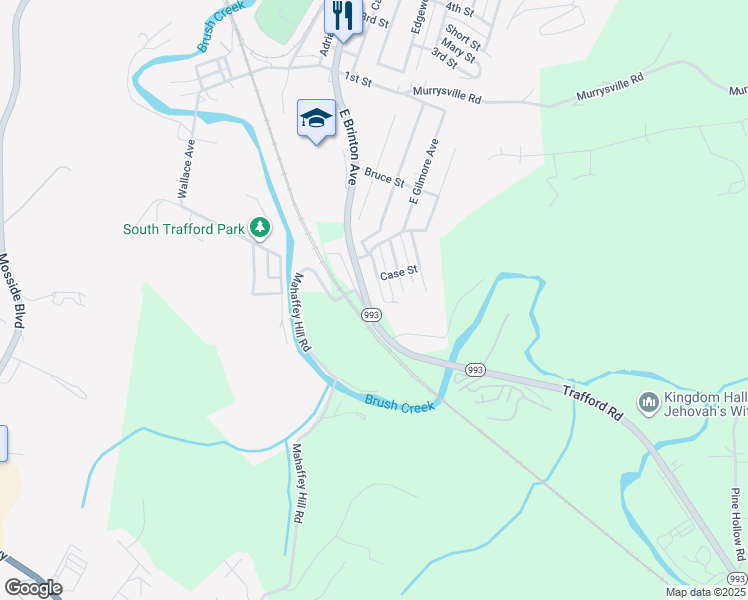map of restaurants, bars, coffee shops, grocery stores, and more near 4270 Western Avenue in Trafford