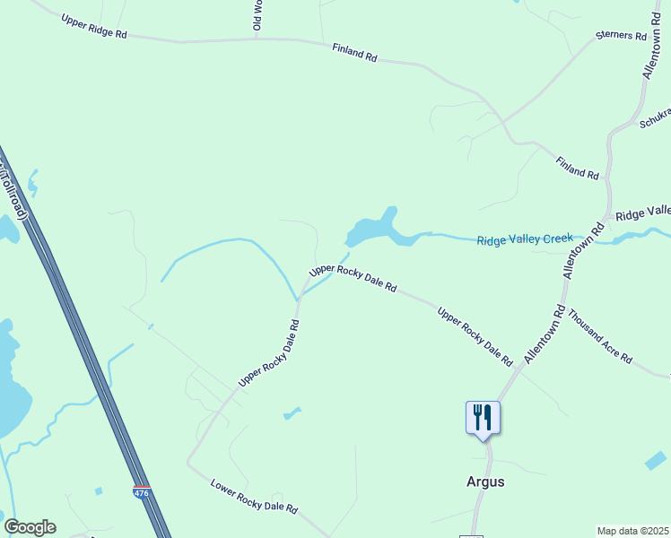 map of restaurants, bars, coffee shops, grocery stores, and more near 2080 Upper Rocky Dale Road in Green Lane