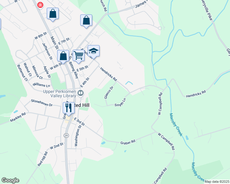 map of restaurants, bars, coffee shops, grocery stores, and more near 1000 Smyth Lane in Red Hill