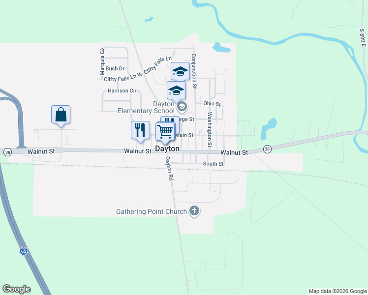 map of restaurants, bars, coffee shops, grocery stores, and more near 734 Walnut Street in Dayton