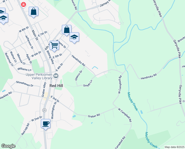 map of restaurants, bars, coffee shops, grocery stores, and more near 1000 Smyth Lane in Red Hill