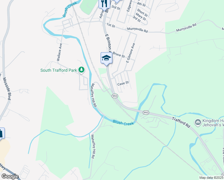 map of restaurants, bars, coffee shops, grocery stores, and more near 4270 Western Avenue in Trafford