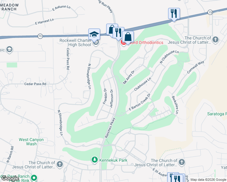 map of restaurants, bars, coffee shops, grocery stores, and more near 8832 Jefferson Drive in Eagle Mountain