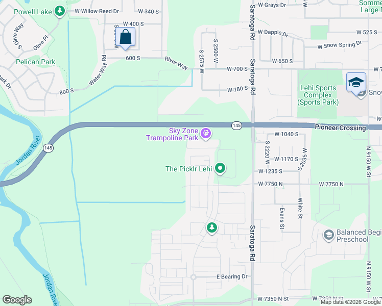 map of restaurants, bars, coffee shops, grocery stores, and more near 1052 North Scuttlebutt Lane in Saratoga Springs