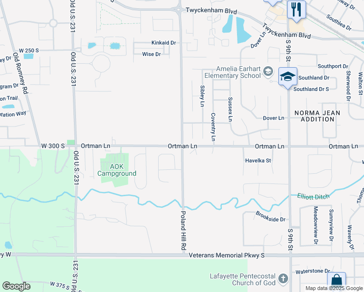 map of restaurants, bars, coffee shops, grocery stores, and more near 3498 Poland Hill Road in Lafayette