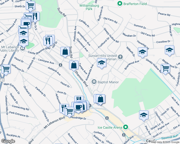 map of restaurants, bars, coffee shops, grocery stores, and more near 7 Craig Court in Pittsburgh