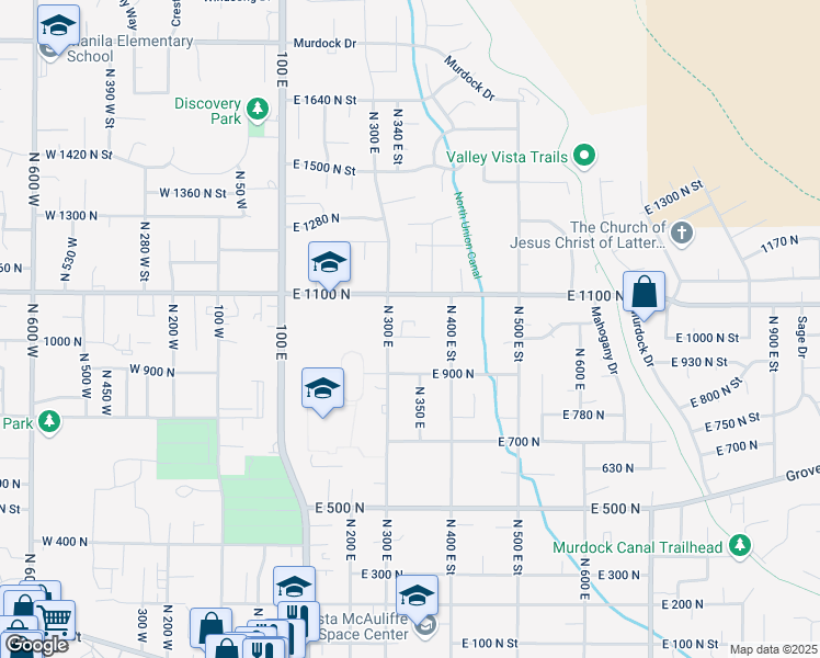 map of restaurants, bars, coffee shops, grocery stores, and more near 331 East 1000 North in Pleasant Grove