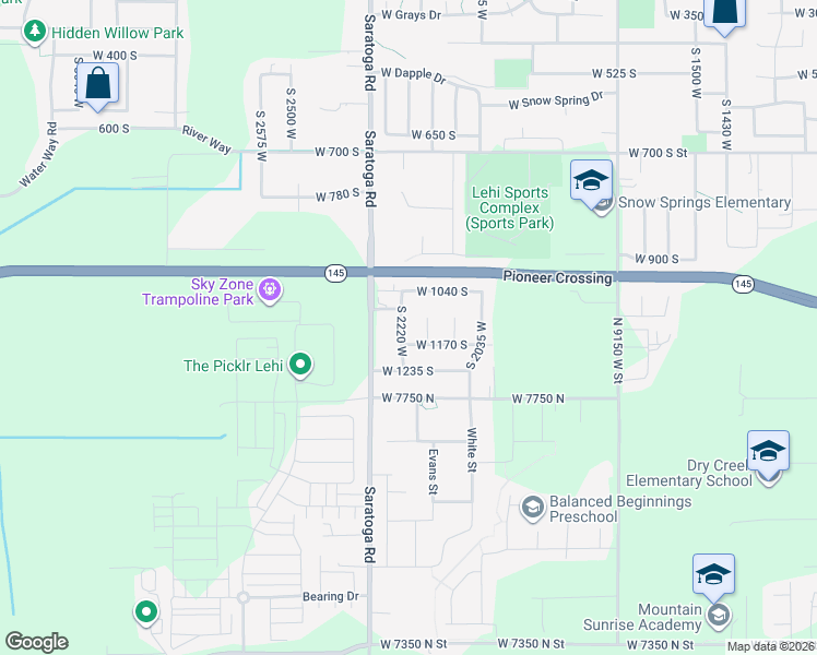 map of restaurants, bars, coffee shops, grocery stores, and more near 1137 South 2220 West in Lehi