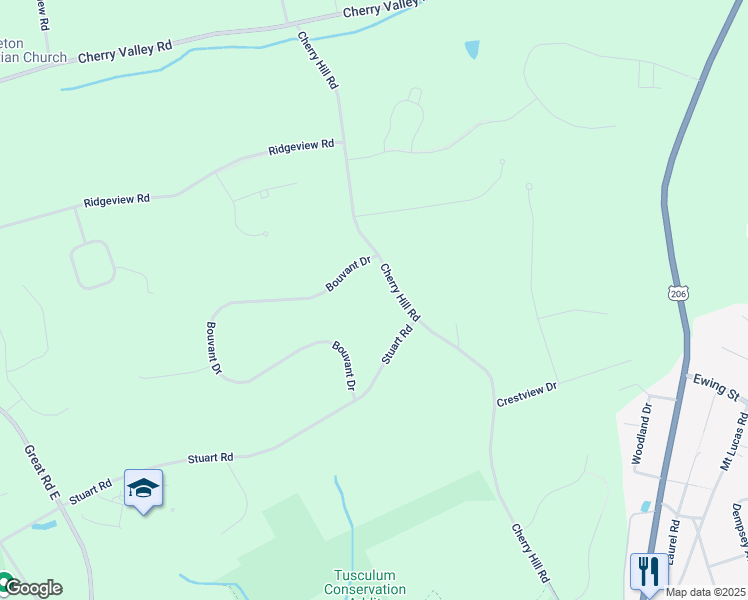 map of restaurants, bars, coffee shops, grocery stores, and more near 458 Cherry Hill Road in Princeton
