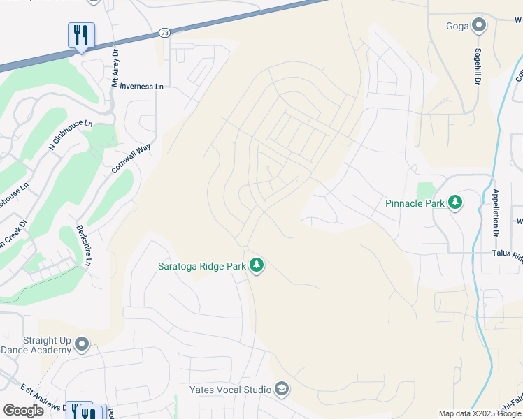 map of restaurants, bars, coffee shops, grocery stores, and more near 618 Banner Drive in Saratoga Springs