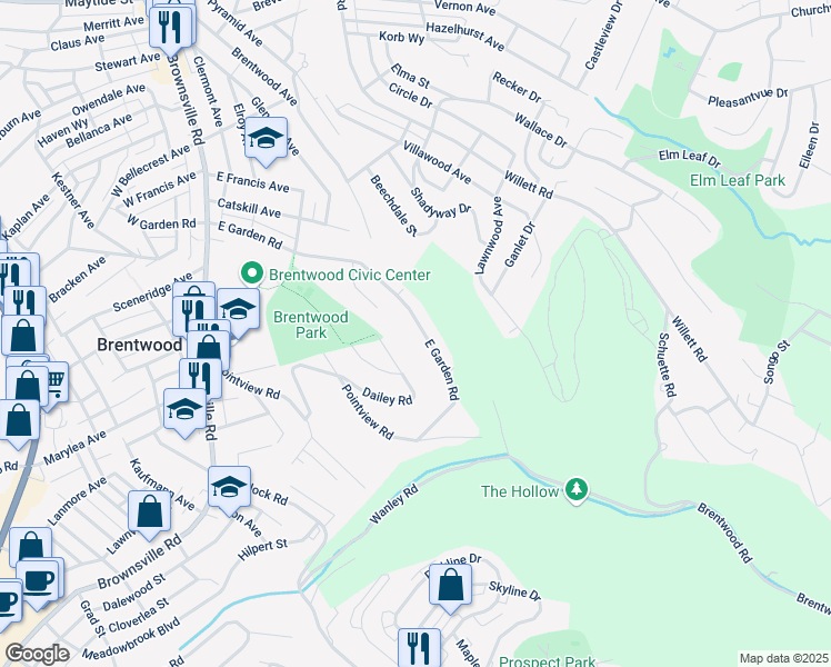map of restaurants, bars, coffee shops, grocery stores, and more near 466 Dailey Road in Pittsburgh