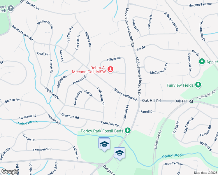 map of restaurants, bars, coffee shops, grocery stores, and more near 74 Fish Hawk Drive in Middletown Township