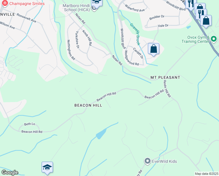 map of restaurants, bars, coffee shops, grocery stores, and more near 149 Beacon Hill Road in Marlboro