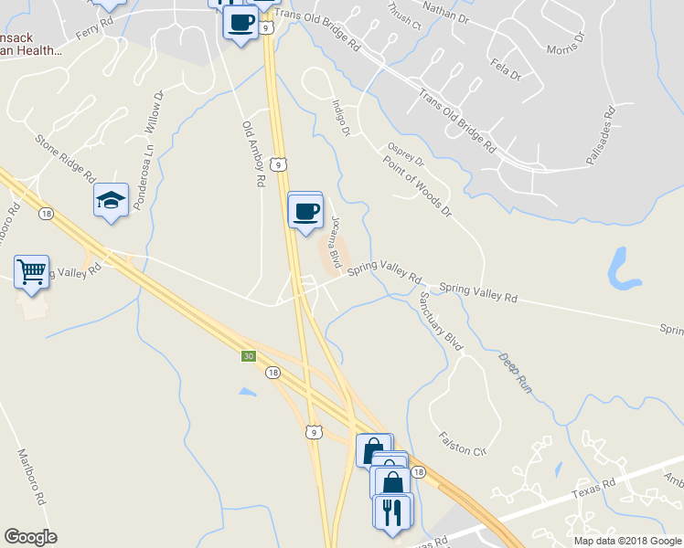 map of restaurants, bars, coffee shops, grocery stores, and more near 4 Jocama Boulevard in Old Bridge Township