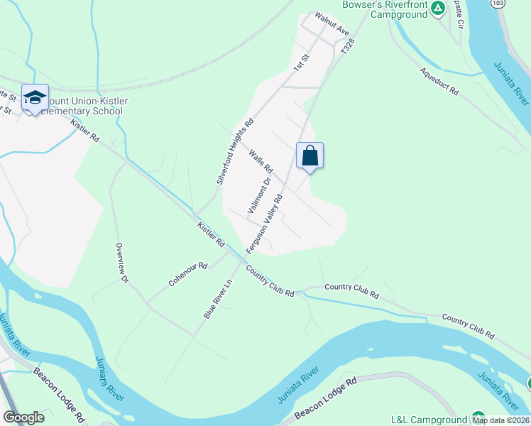 map of restaurants, bars, coffee shops, grocery stores, and more near 1-129 Valimont Dr in Mt Union