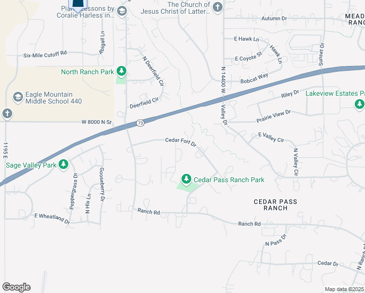 map of restaurants, bars, coffee shops, grocery stores, and more near 8856 North Cedar Fort Circle in Eagle Mountain