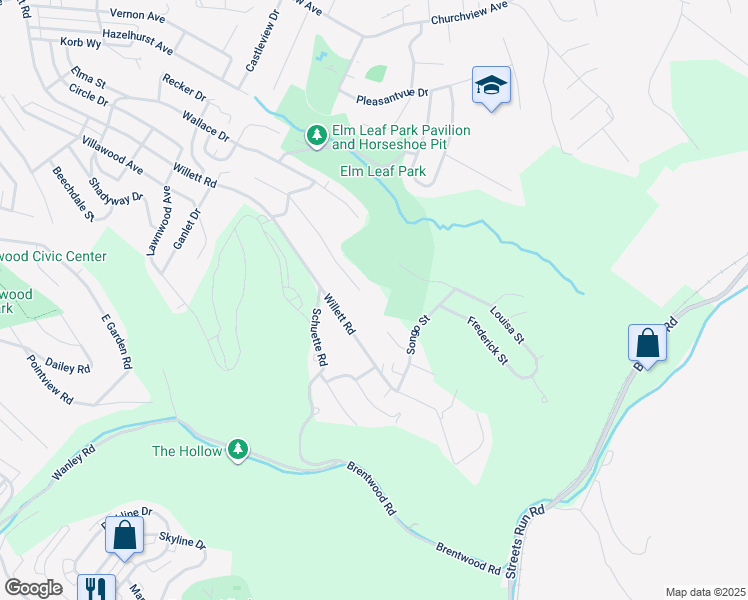 map of restaurants, bars, coffee shops, grocery stores, and more near 3711 Oakleaf Road in Pittsburgh