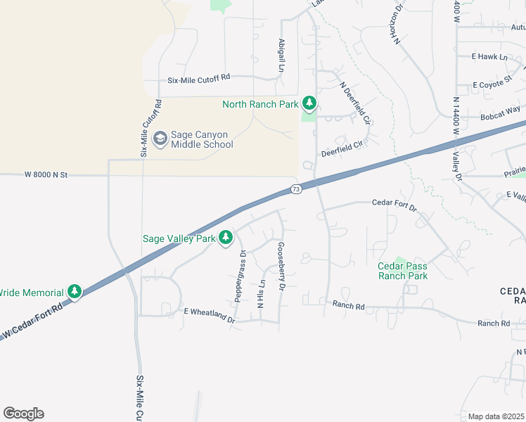 map of restaurants, bars, coffee shops, grocery stores, and more near 1565 Smithfield Drive in Eagle Mountain