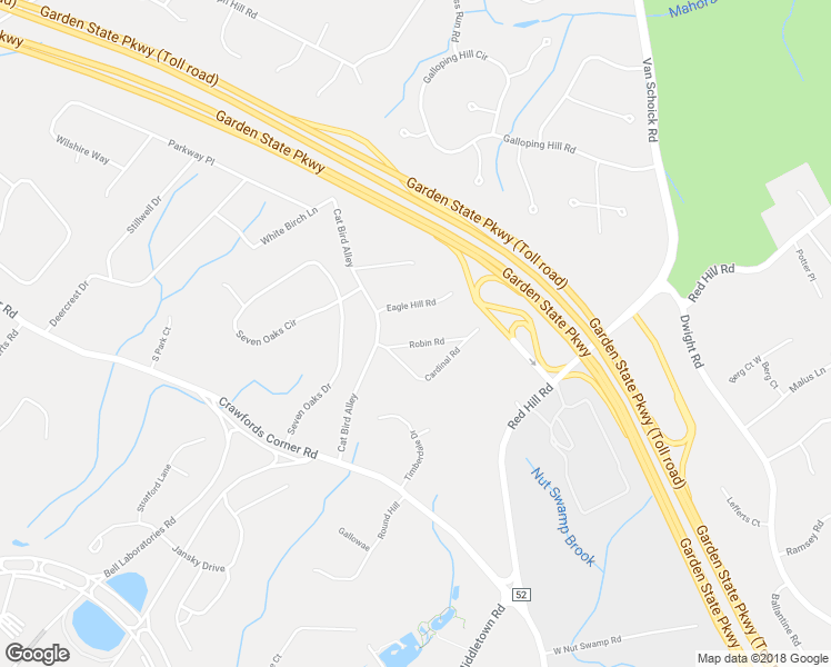 map of restaurants, bars, coffee shops, grocery stores, and more near 3 Robin Road in Holmdel