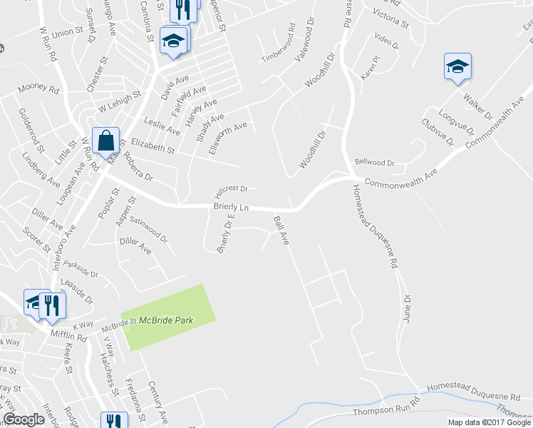 map of restaurants, bars, coffee shops, grocery stores, and more near 918 Brierly Lane in West Mifflin