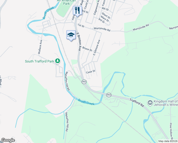 map of restaurants, bars, coffee shops, grocery stores, and more near 4333 Walurba Avenue in Trafford