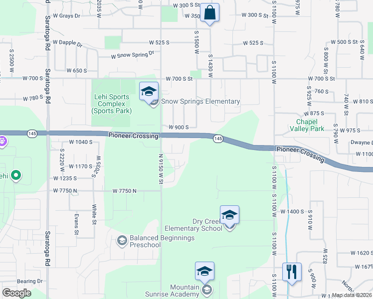 map of restaurants, bars, coffee shops, grocery stores, and more near 977 South 1630 West in Lehi