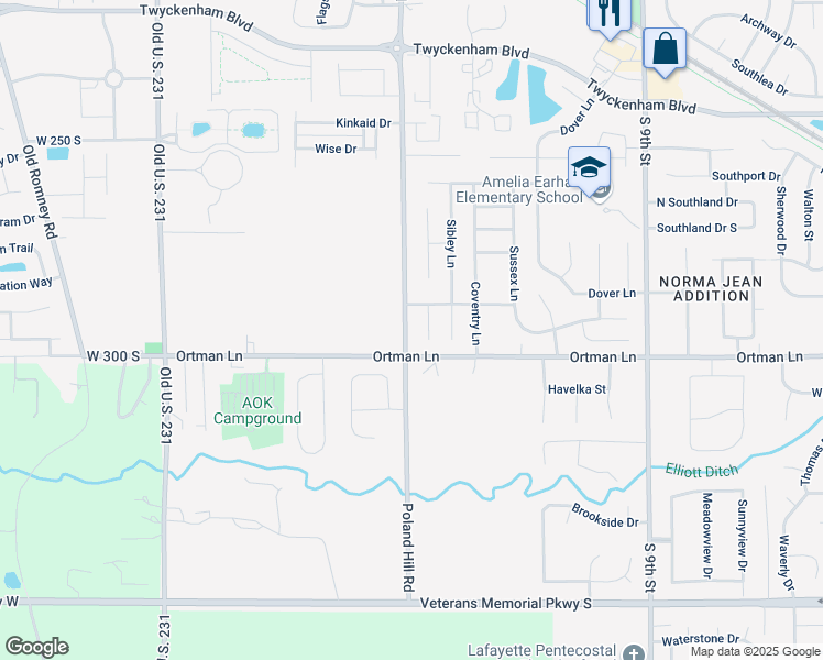 map of restaurants, bars, coffee shops, grocery stores, and more near 3428-3498 Poland Hill Road in Lafayette
