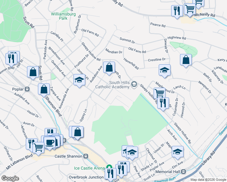 map of restaurants, bars, coffee shops, grocery stores, and more near 600 Briarwood Avenue in Pittsburgh
