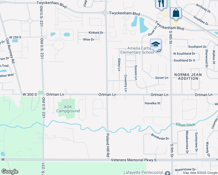 map of restaurants, bars, coffee shops, grocery stores, and more near 3428-3498 Poland Hill Road in Lafayette
