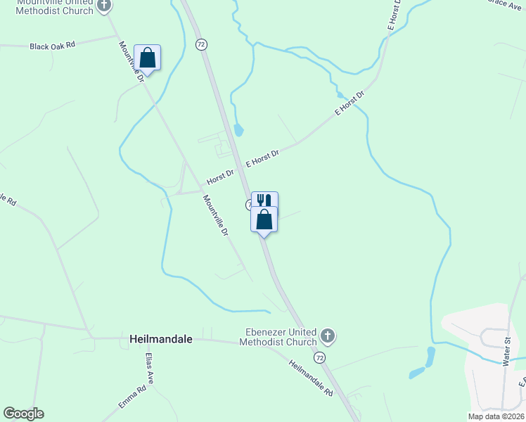 map of restaurants, bars, coffee shops, grocery stores, and more near 1850 Pennsylvania 72 in Lebanon