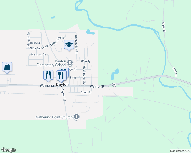 map of restaurants, bars, coffee shops, grocery stores, and more near 282 Delaware Street in Dayton