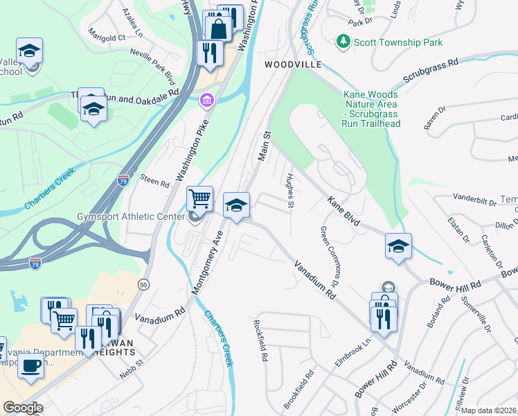 map of restaurants, bars, coffee shops, grocery stores, and more near 102 Knox Street in Bridgeville
