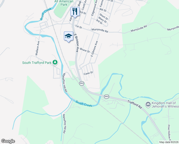 map of restaurants, bars, coffee shops, grocery stores, and more near 4333 Walurba Avenue in Trafford