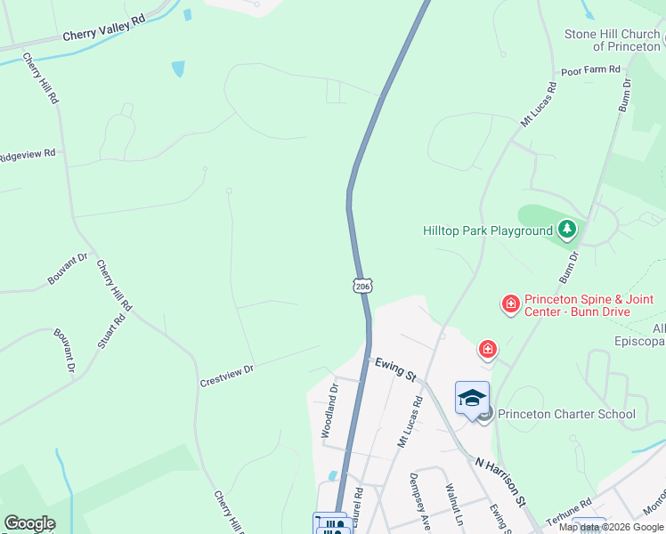 map of restaurants, bars, coffee shops, grocery stores, and more near 380 State Road in Princeton