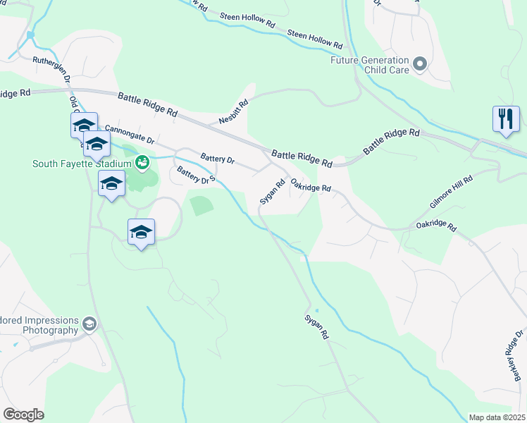 map of restaurants, bars, coffee shops, grocery stores, and more near 318 Sygan Road in McDonald