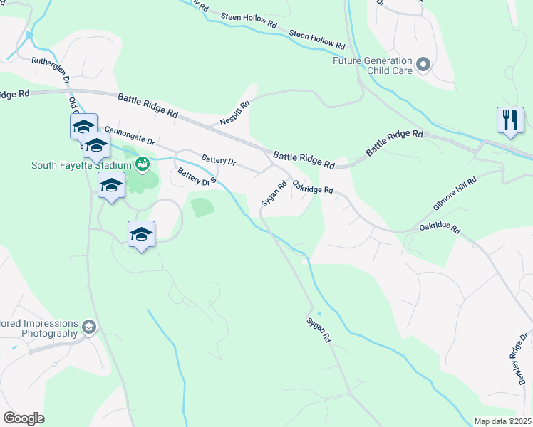 map of restaurants, bars, coffee shops, grocery stores, and more near 318 Sygan Road in McDonald