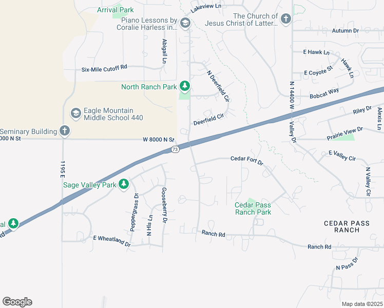 map of restaurants, bars, coffee shops, grocery stores, and more near 1822 Cedar Fort Drive in Eagle Mountain