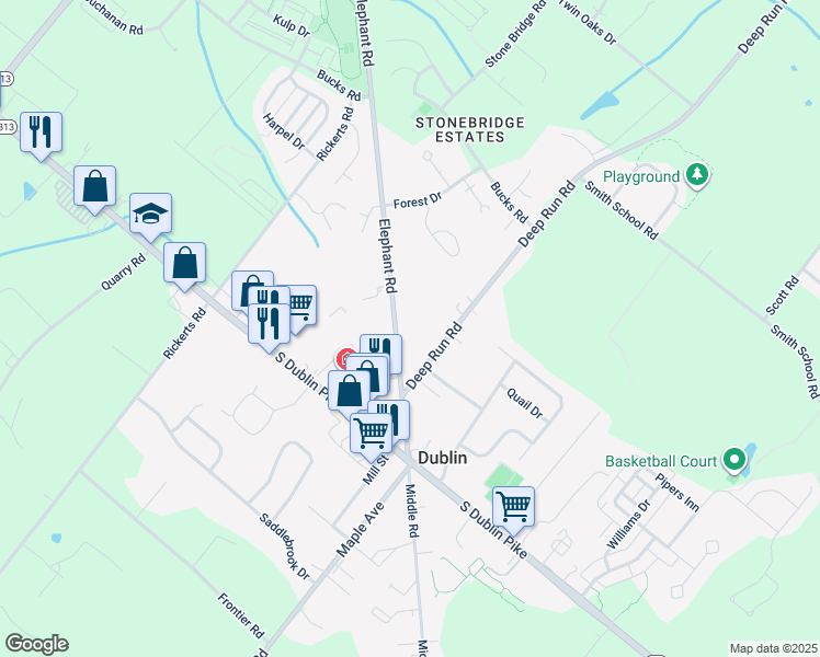 map of restaurants, bars, coffee shops, grocery stores, and more near 149 Elephant Road in Dublin