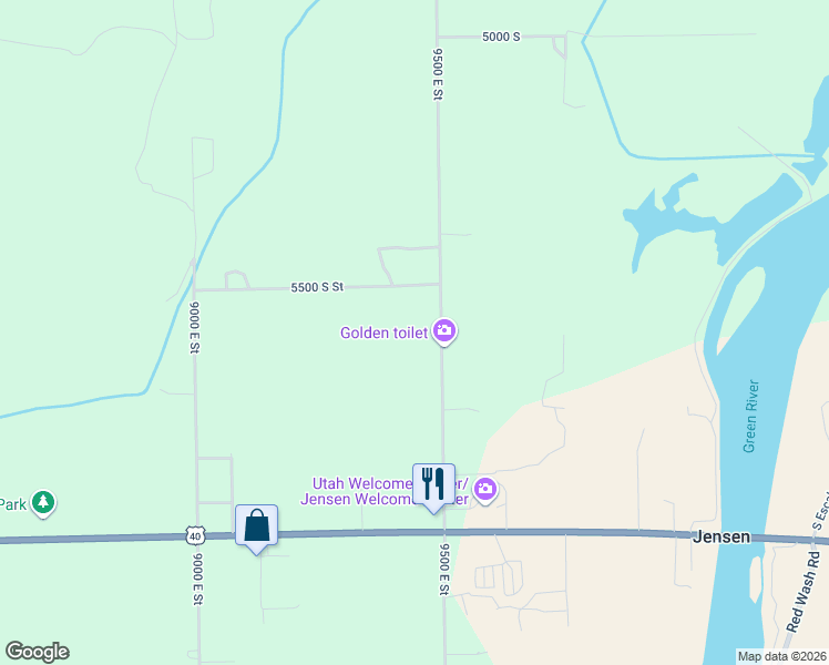 map of restaurants, bars, coffee shops, grocery stores, and more near 5621-5639 South 9500 East in Jensen