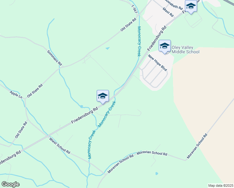 map of restaurants, bars, coffee shops, grocery stores, and more near 3257 Friedensburg Road in Oley
