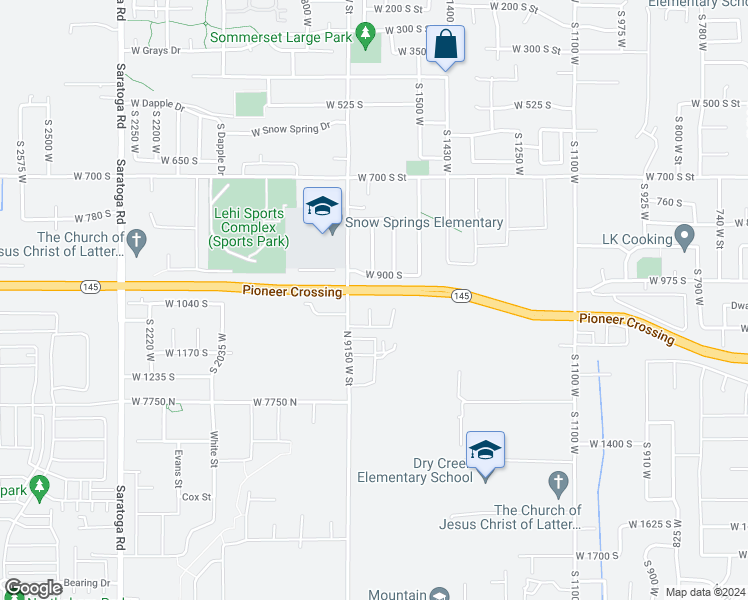 map of restaurants, bars, coffee shops, grocery stores, and more near 957 South 1660 West in Lehi