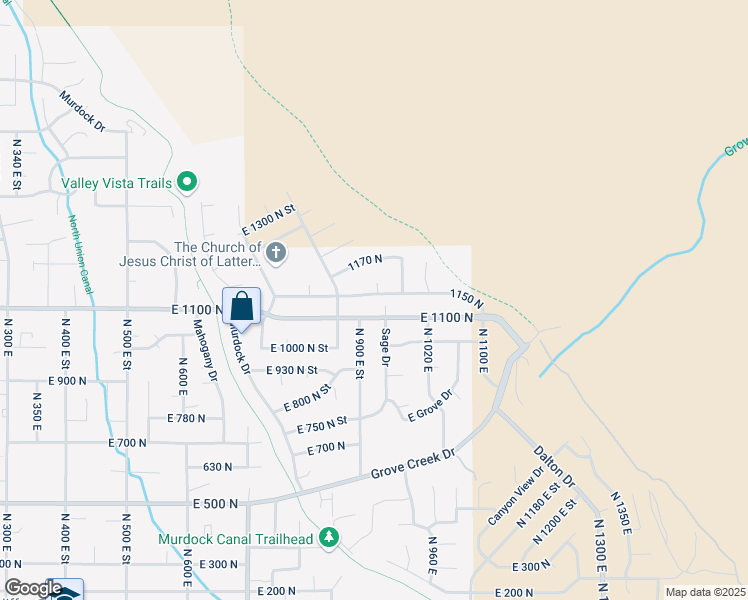 map of restaurants, bars, coffee shops, grocery stores, and more near 908 1150 North in Pleasant Grove