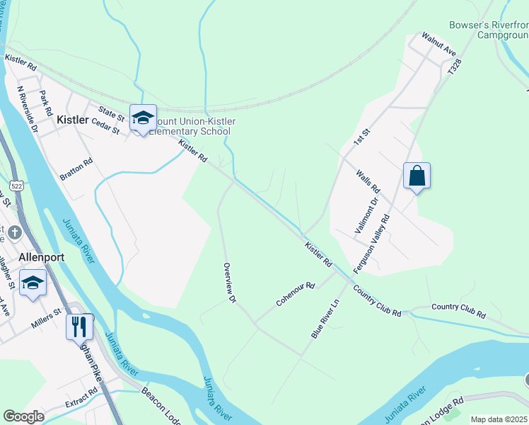 map of restaurants, bars, coffee shops, grocery stores, and more near 702 Kistler Road in Mount Union