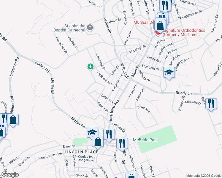 map of restaurants, bars, coffee shops, grocery stores, and more near 4832 Lougean Avenue in Pittsburgh