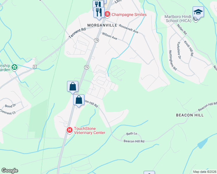 map of restaurants, bars, coffee shops, grocery stores, and more near 328 Lukas Boulevard in Marlboro