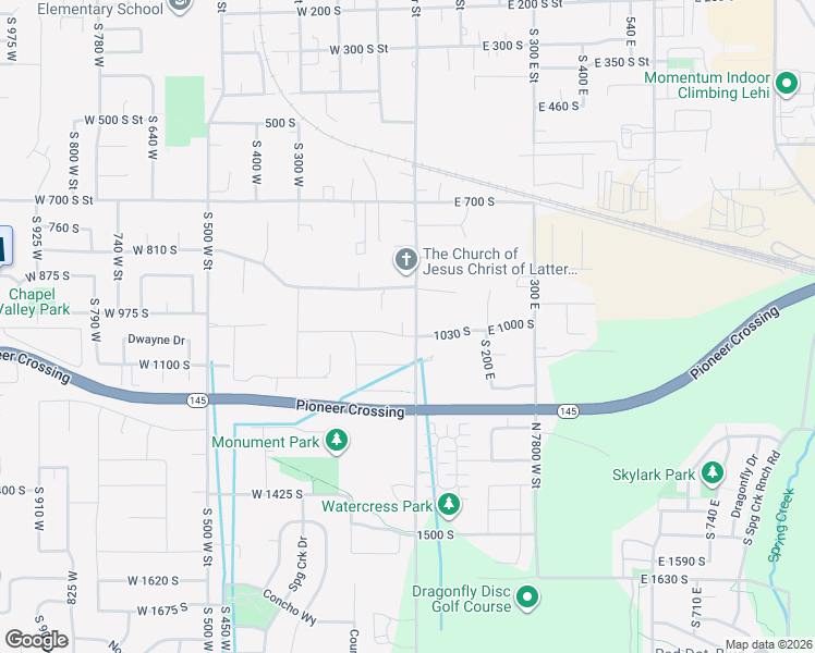 map of restaurants, bars, coffee shops, grocery stores, and more near 1000 South in Lehi