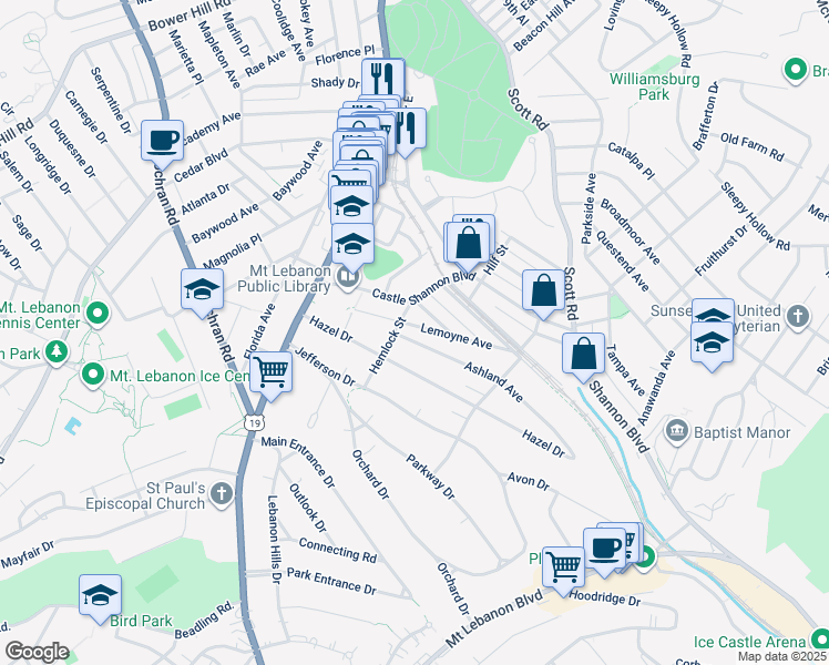 map of restaurants, bars, coffee shops, grocery stores, and more near 210 Ashland Avenue in Pittsburgh